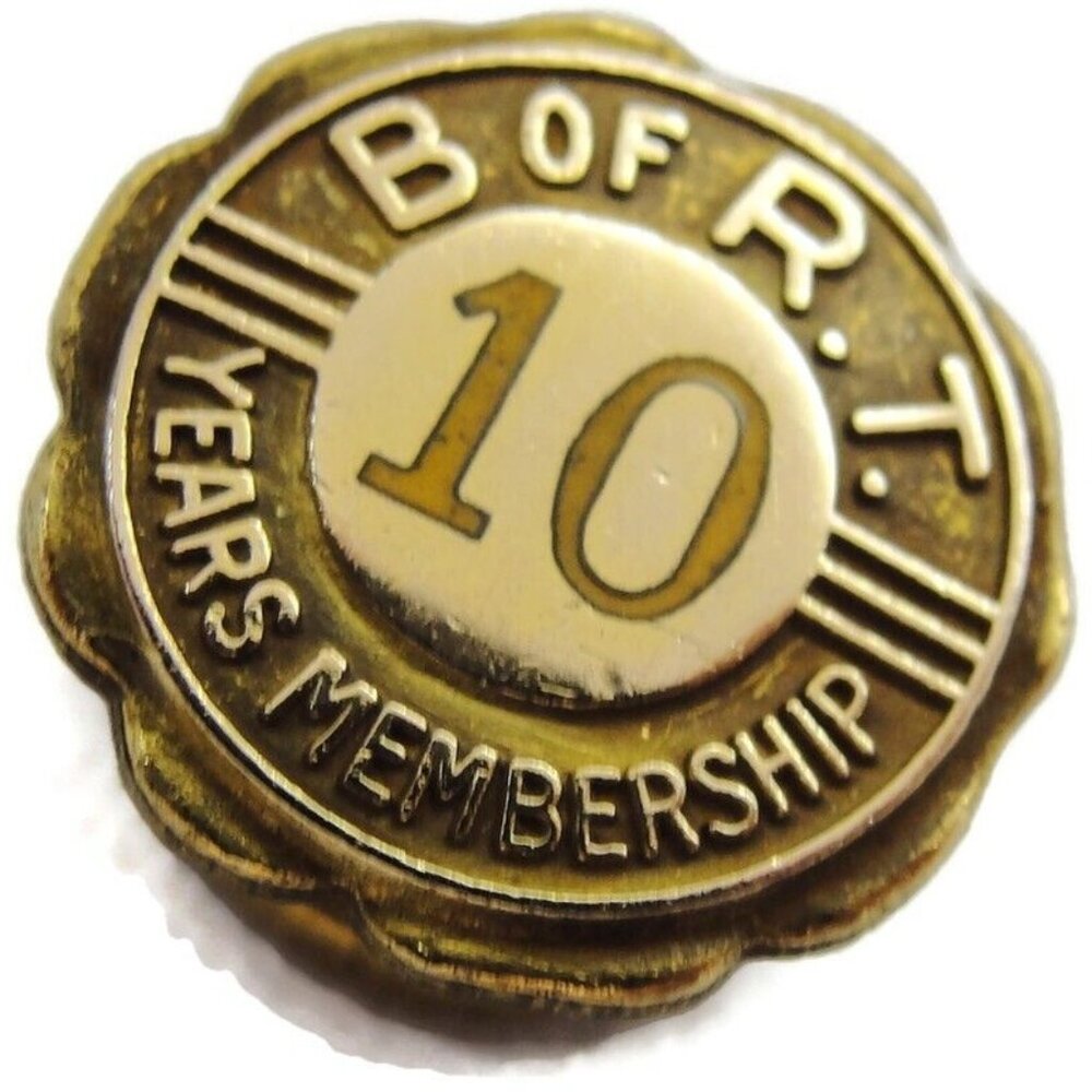 B of RT 10 Years Membership 1/10 10K Tie Tack Gold Filled Neck Tie Lapel Pin